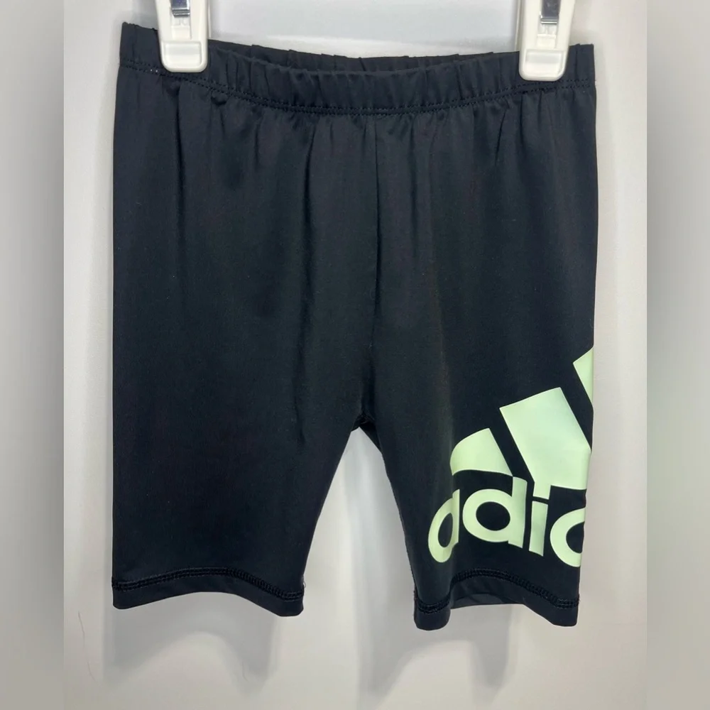 adidas Mint Short Sleeve Tee with Black Logo black bike shorts Girls 6